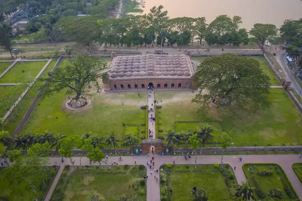 Aerial view of Sixty Dome Mosque